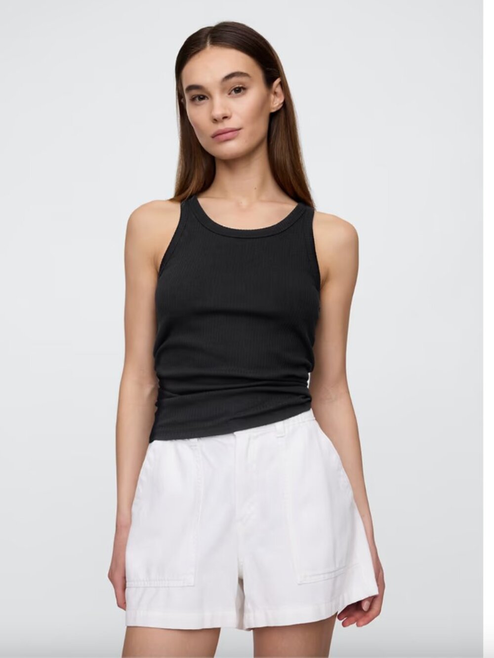 NWT GAP Black Ribbed Scoopneck Tank Top S